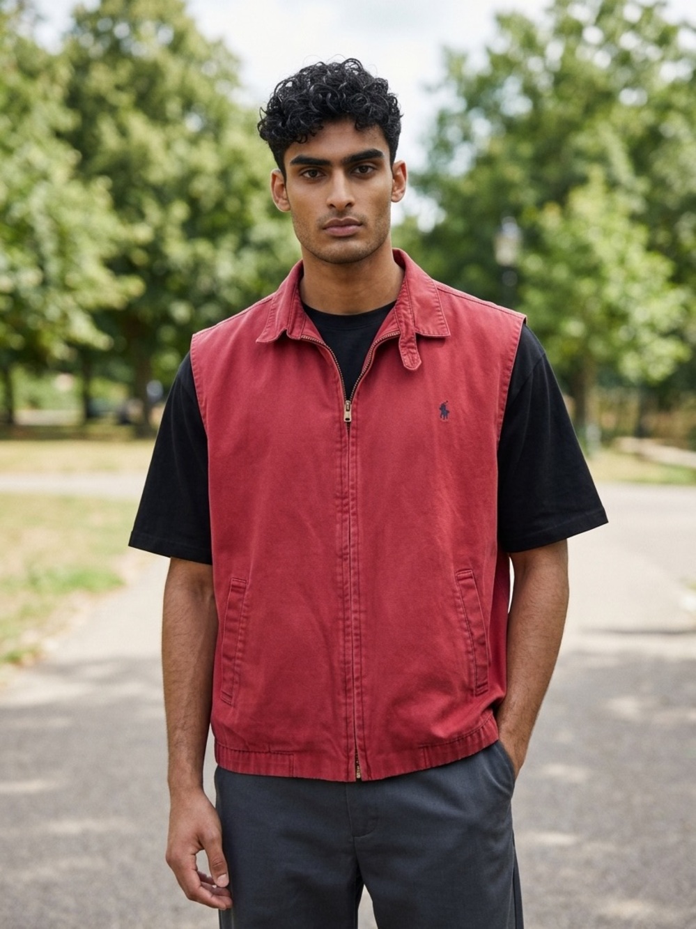 Polo by Ralph Lauren Men's Brick Red Zip-Front Vest